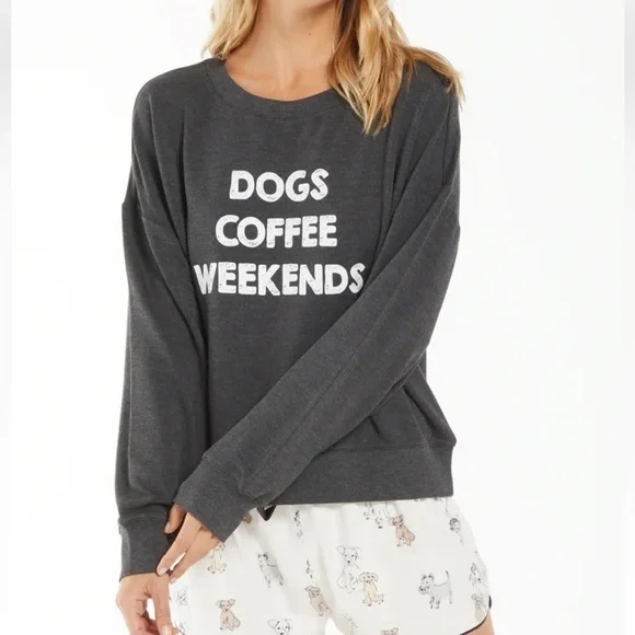 Z Supply Elle Dog Sweatshirt, Charcoal Grey, Size M - Picture 4 of 9